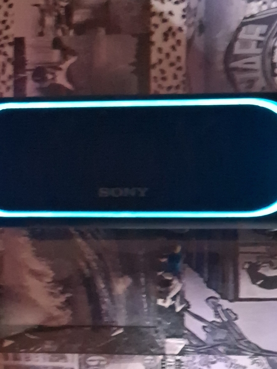 Sony Other - Sony Black Portable Bluetooth Speaker with Cyan Light Ring